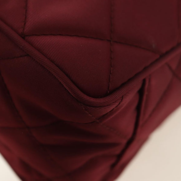 PRADA Shoulder Bag Nylon Bordeaux Silver Auth 181261M
