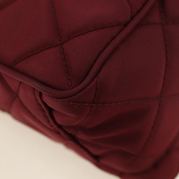 PRADA Shoulder Bag Nylon Bordeaux Silver Auth 181261M