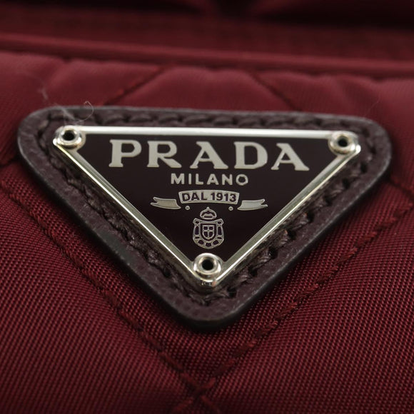 PRADA Shoulder Bag Nylon Bordeaux Silver Auth 181261M