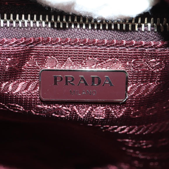 PRADA Shoulder Bag Nylon Bordeaux Silver Auth 181261M