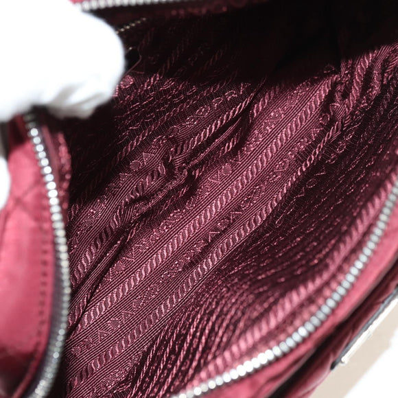 PRADA Shoulder Bag Nylon Bordeaux Silver Auth 181261M