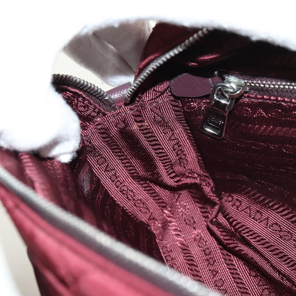 PRADA Shoulder Bag Nylon Bordeaux Silver Auth 181261M