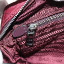 PRADA Shoulder Bag Nylon Bordeaux Silver Auth 181261M-25