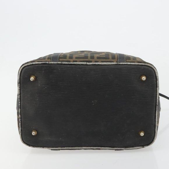 FENDI Zucca Canvas Hand Bag Black Brown Auth 181262