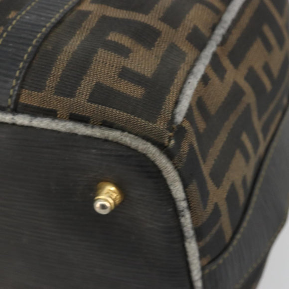 FENDI Zucca Canvas Hand Bag Black Brown Auth 181262