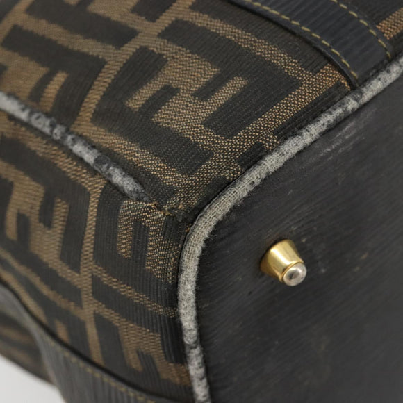 FENDI Zucca Canvas Hand Bag Black Brown Auth 181262