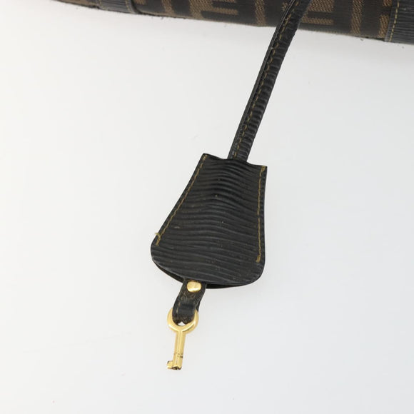 FENDI Zucca Canvas Hand Bag Black Brown Auth 181262