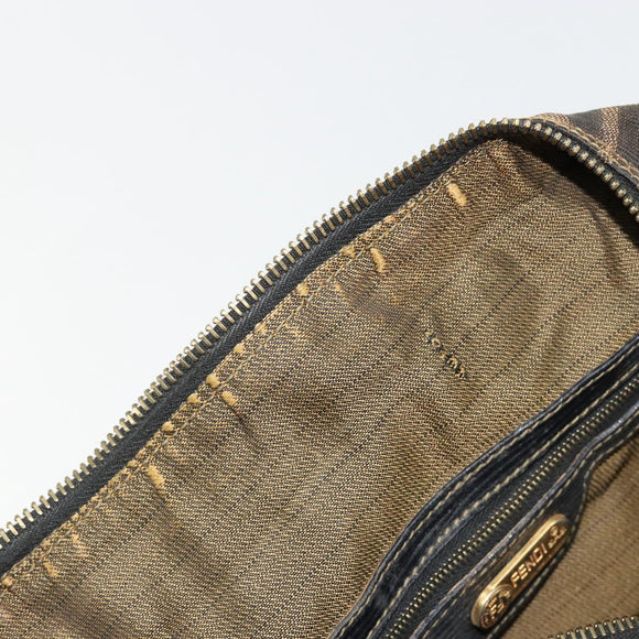 FENDI Zucca Canvas Hand Bag Black Brown Auth 181262