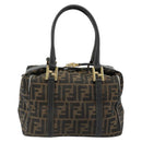FENDI Zucca Canvas Hand Bag Black Brown Auth 181262-3