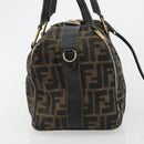 FENDI Zucca Canvas Hand Bag Black Brown Auth 181262-5