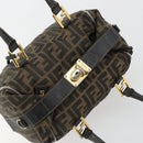 FENDI Zucca Canvas Hand Bag Black Brown Auth 181262-6