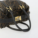 FENDI Zucca Canvas Hand Bag Black Brown Auth 181262-8