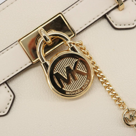 MICHAEL KORS Tote Bag Leather 2way White Gold Auth 181263A