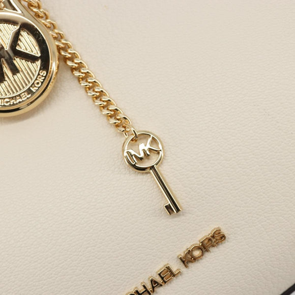 MICHAEL KORS Tote Bag Leather 2way White Gold Auth 181263A
