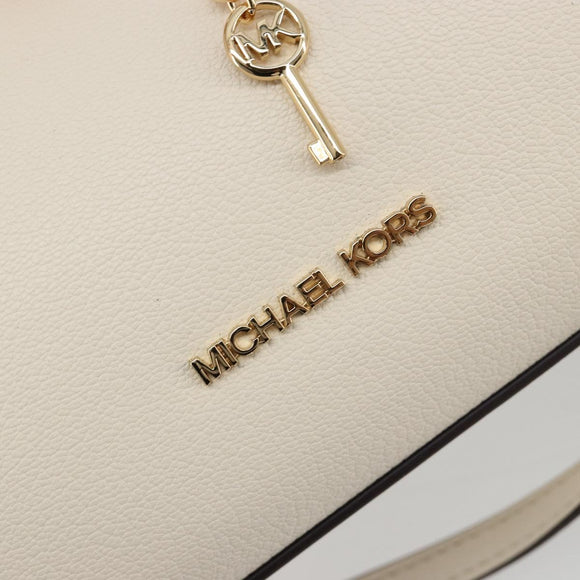 MICHAEL KORS Tote Bag Leather 2way White Gold Auth 181263A