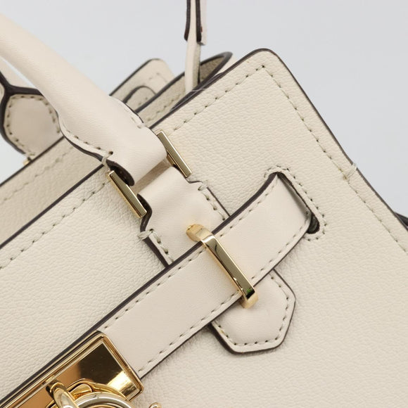MICHAEL KORS Tote Bag Leather 2way White Gold Auth 181263A