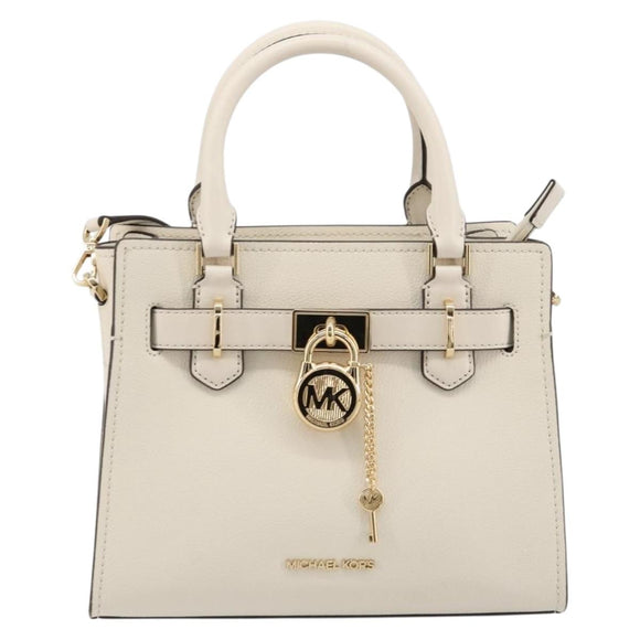 MICHAEL KORS Tote Bag Leather 2way White Gold Auth 181263A