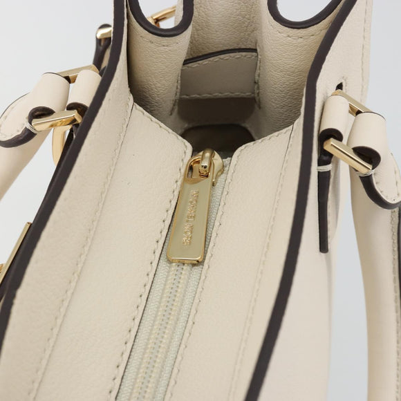MICHAEL KORS Tote Bag Leather 2way White Gold Auth 181263A