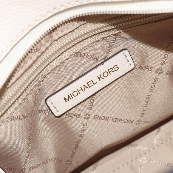 MICHAEL KORS Tote Bag Leather 2way White Gold Auth 181263A