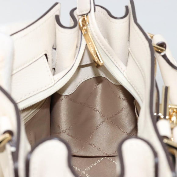 MICHAEL KORS Tote Bag Leather 2way White Gold Auth 181263A
