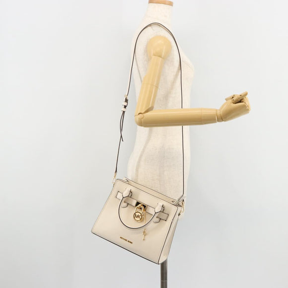 MICHAEL KORS Tote Bag Leather 2way White Gold Auth 181263A