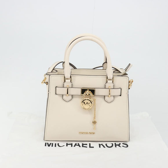 MICHAEL KORS Tote Bag Leather 2way White Gold Auth 181263A