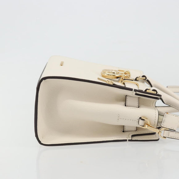 MICHAEL KORS Tote Bag Leather 2way White Gold Auth 181263A