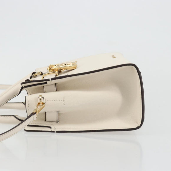 MICHAEL KORS Tote Bag Leather 2way White Gold Auth 181263A