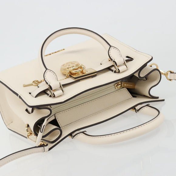 MICHAEL KORS Tote Bag Leather 2way White Gold Auth 181263A