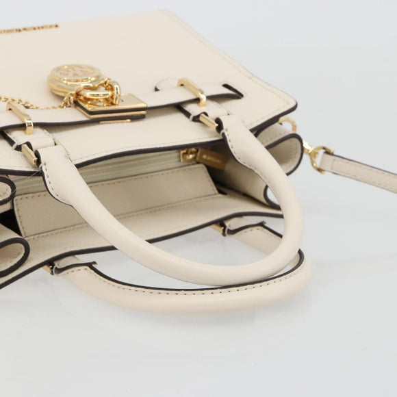 MICHAEL KORS Tote Bag Leather 2way White Gold Auth 181263A