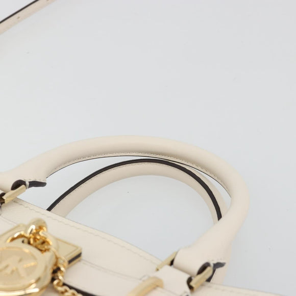 MICHAEL KORS Tote Bag Leather 2way White Gold Auth 181263A