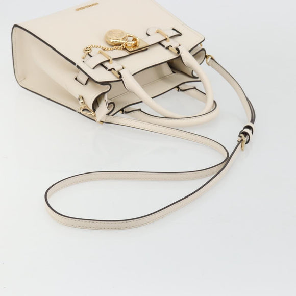 MICHAEL KORS Tote Bag Leather 2way White Gold Auth 181263A