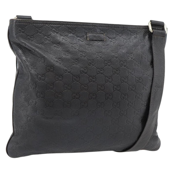 GUCCI GG Canvas Guccissima Bag Leather Dark Brown Silver 201446 Auth 181269