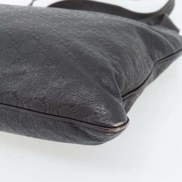 GUCCI GG Canvas Guccissima Bag Leather Dark Brown Silver 201446 Auth 181269