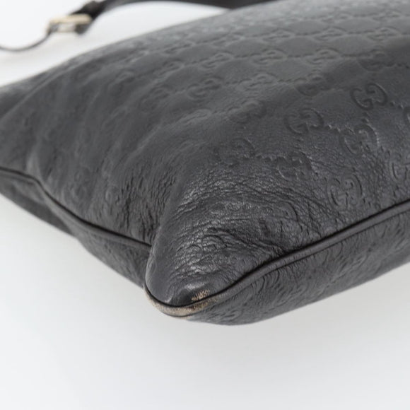 GUCCI GG Canvas Guccissima Bag Leather Dark Brown Silver 201446 Auth 181269