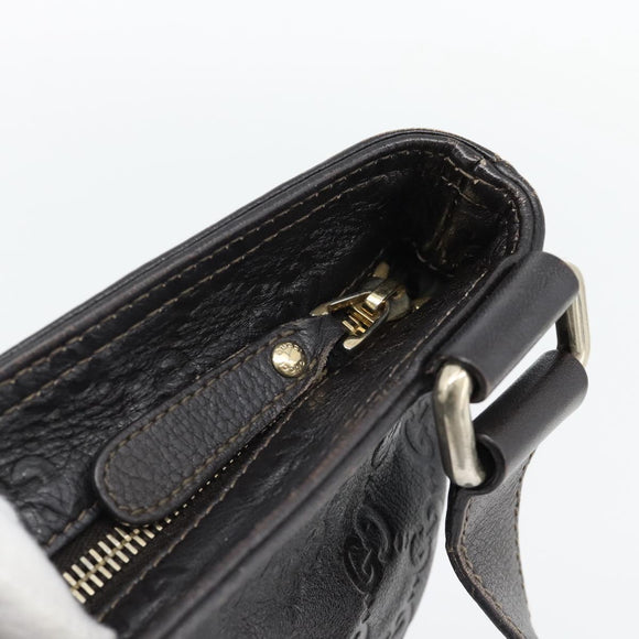 GUCCI GG Canvas Guccissima Bag Leather Dark Brown Silver 201446 Auth 181269