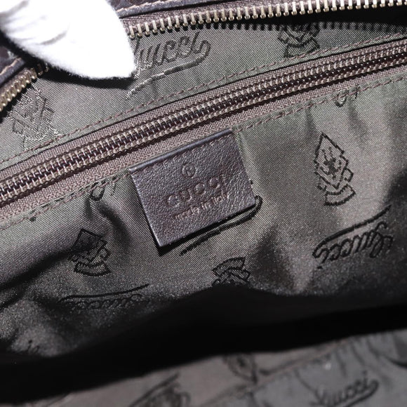 GUCCI GG Canvas Guccissima Bag Leather Dark Brown Silver 201446 Auth 181269