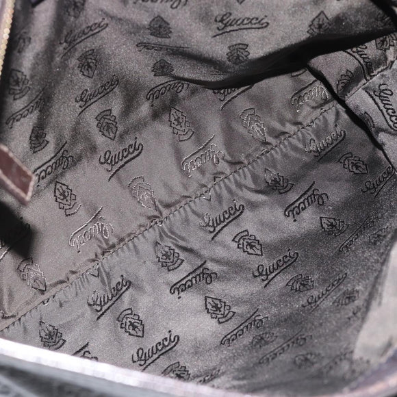 GUCCI GG Canvas Guccissima Bag Leather Dark Brown Silver 201446 Auth 181269
