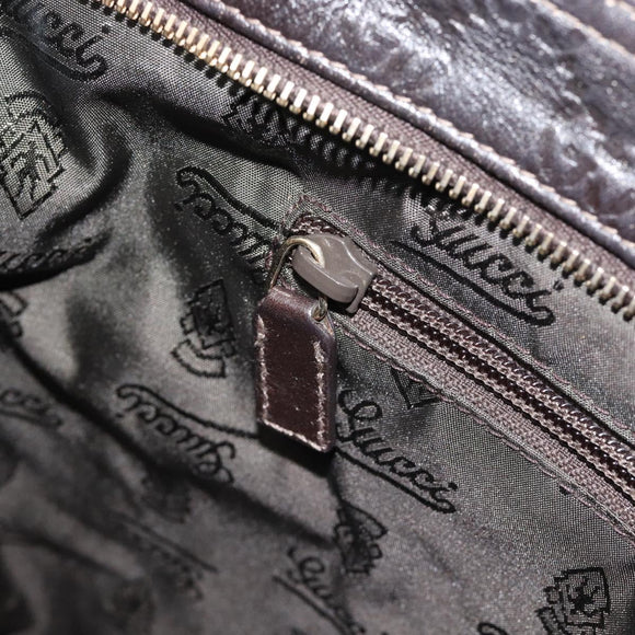 GUCCI GG Canvas Guccissima Bag Leather Dark Brown Silver 201446 Auth 181269