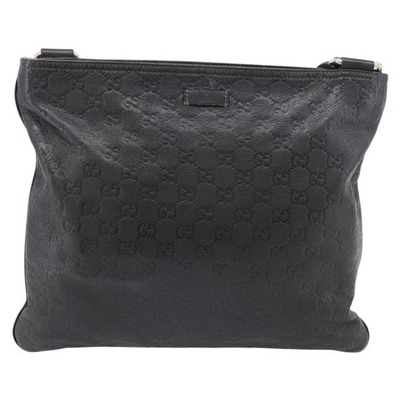GUCCI GG Canvas Guccissima Bag Leather Dark Brown Silver 201446 Auth 181269