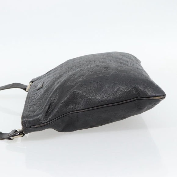 GUCCI GG Canvas Guccissima Bag Leather Dark Brown Silver 201446 Auth 181269