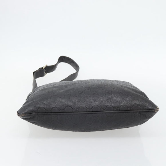 GUCCI GG Canvas Guccissima Bag Leather Dark Brown Silver 201446 Auth 181269