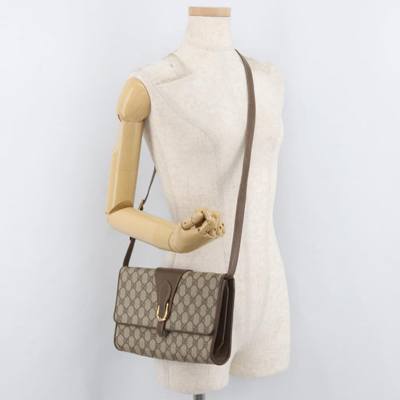 GUCCI GG Supreme Shoulder Bag PVC Beige Gold 904 02 050 Auth 181272