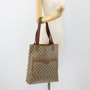 GUCCI GG Supreme Web Sherry Line Tote Bag PVC Beige Red 39 02 003 Auth 181273A-20