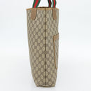 GUCCI GG Supreme Web Sherry Line Tote Bag PVC Beige Red 39 02 003 Auth 181273A-3