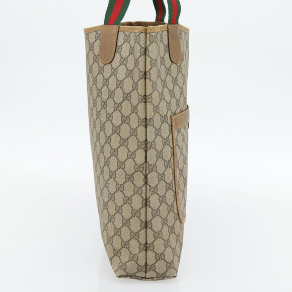 GUCCI GG Supreme Web Sherry Line Tote Bag PVC Beige Red 39 02 003 Auth 181273A