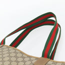 GUCCI GG Supreme Web Sherry Line Tote Bag PVC Beige Red 39 02 003 Auth 181273A-8