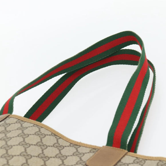 GUCCI GG Supreme Web Sherry Line Tote Bag PVC Beige Red 39 02 003 Auth 181273A