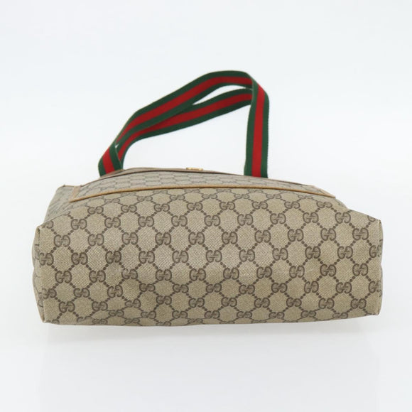 GUCCI GG Supreme Web Sherry Line Tote Bag PVC Beige Red 39 02 003 Auth 181273A