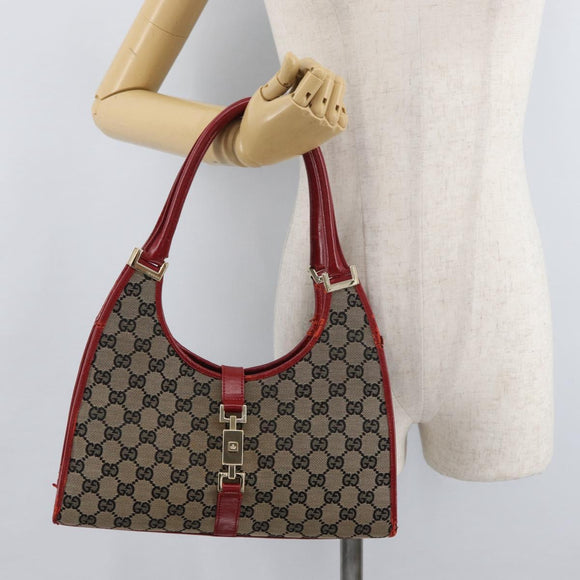 GUCCI GG Canvas Jackie Shoulder Bag Beige Gold 002 1067 2123 Auth 181276